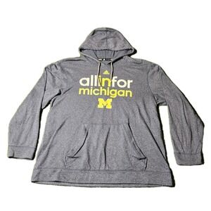 University Of Michigan Hoodie Mens XL Extra Large Adidas Blue Light Weight